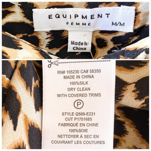 NWT Equipment Slim Signature Silk Shirt in Anima Print, Size M - Picture 7 of 9